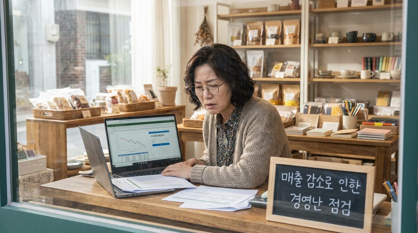 소상공인 지원금: 매출 감소와 경영난을 실감하는 한국 소상공인 모습