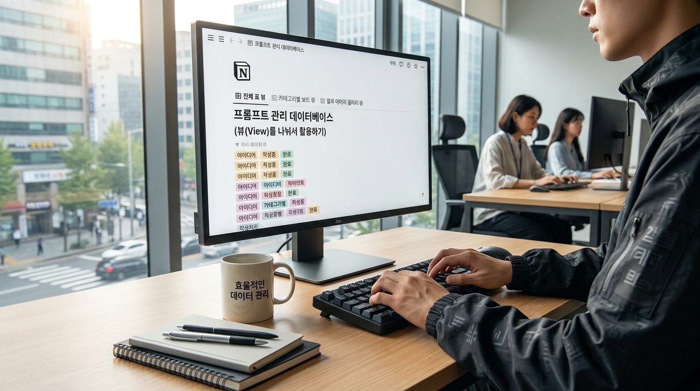 노션 데이터베이스 뷰 나누기와 효율적 데이터 관리하는 한국 현대 사무환경