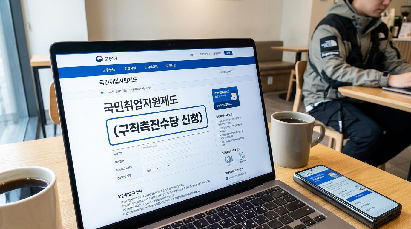 고용24 웹사이트에서 국민취업지원제도 구직촉진수당 신청 화면 클로즈업