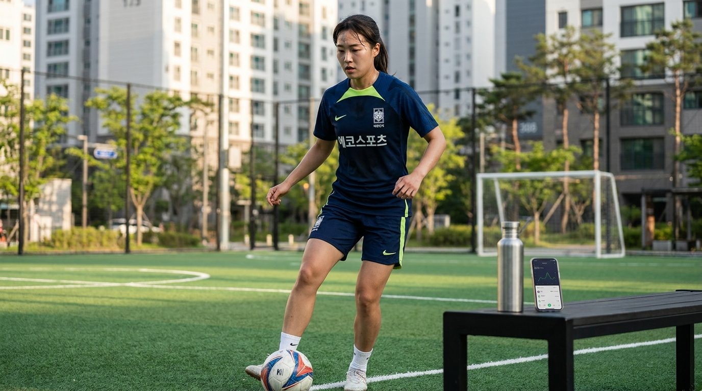 2026년 한국 여성 풋살 지도자 자격증 준비를 위해 연습하는 모습