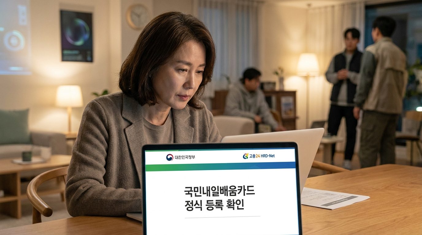 국민내일배움카드 훈련 과정 공공 포털 웹사이트를 확인하는 2026년 대한민국 성인 여성