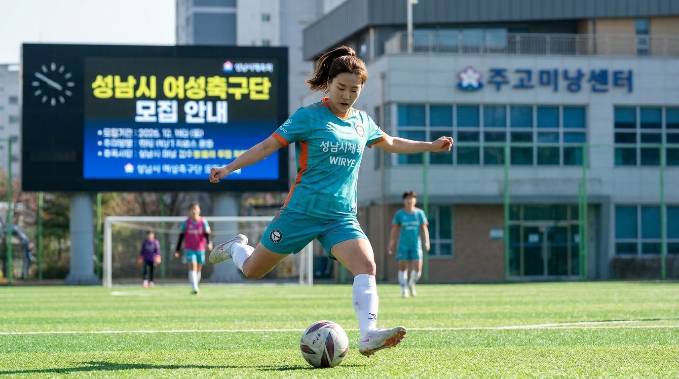 성남시체육회 소속 여성축구단 훈련하는 한국 여성 선수 모습