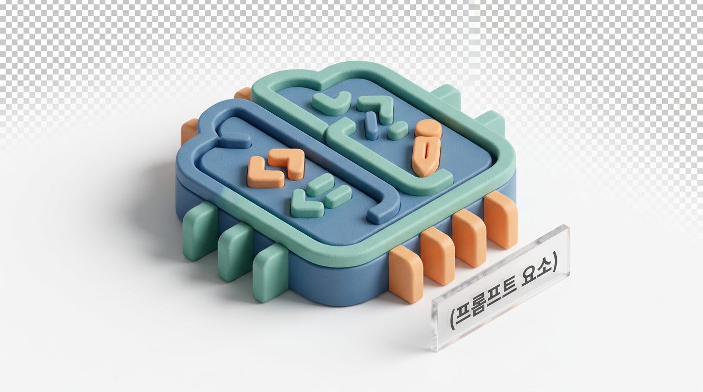 30도 각도와 매트 플라스틱 질감, 통일된 색상 팔레트와 조명을 보여주는 아이소메트릭 3D 아이콘 클로즈업 이미지