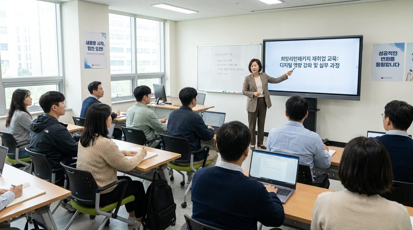 희망리턴패키지 재취업 교육을 받는 성인 학습자들 모습