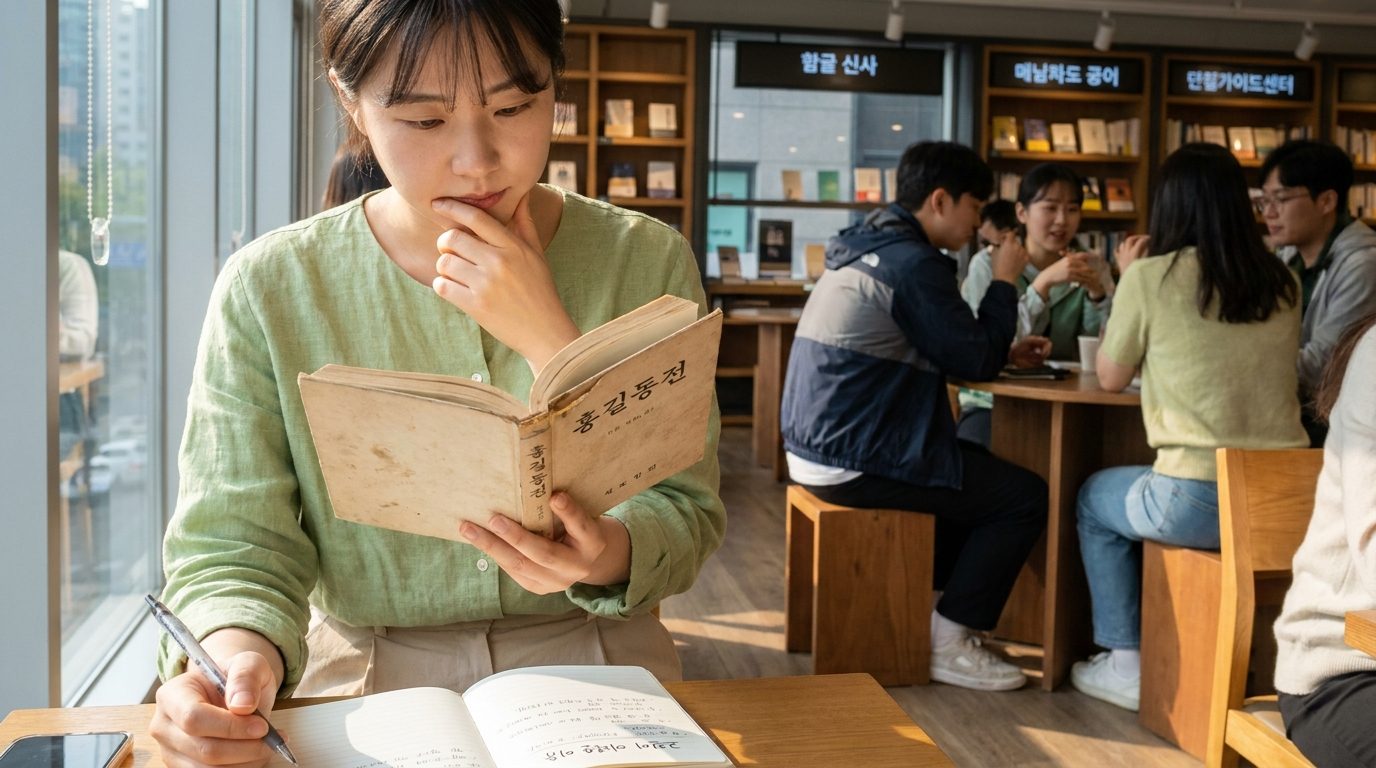 고전 문학이 어렵게 느껴지는 이유를 고민하는 여성 독자