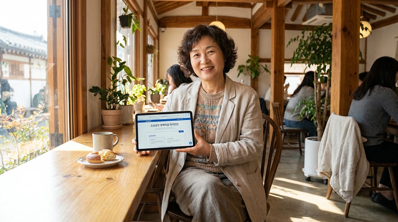 온라인 정책자금 자가진단을 하는 소상공인