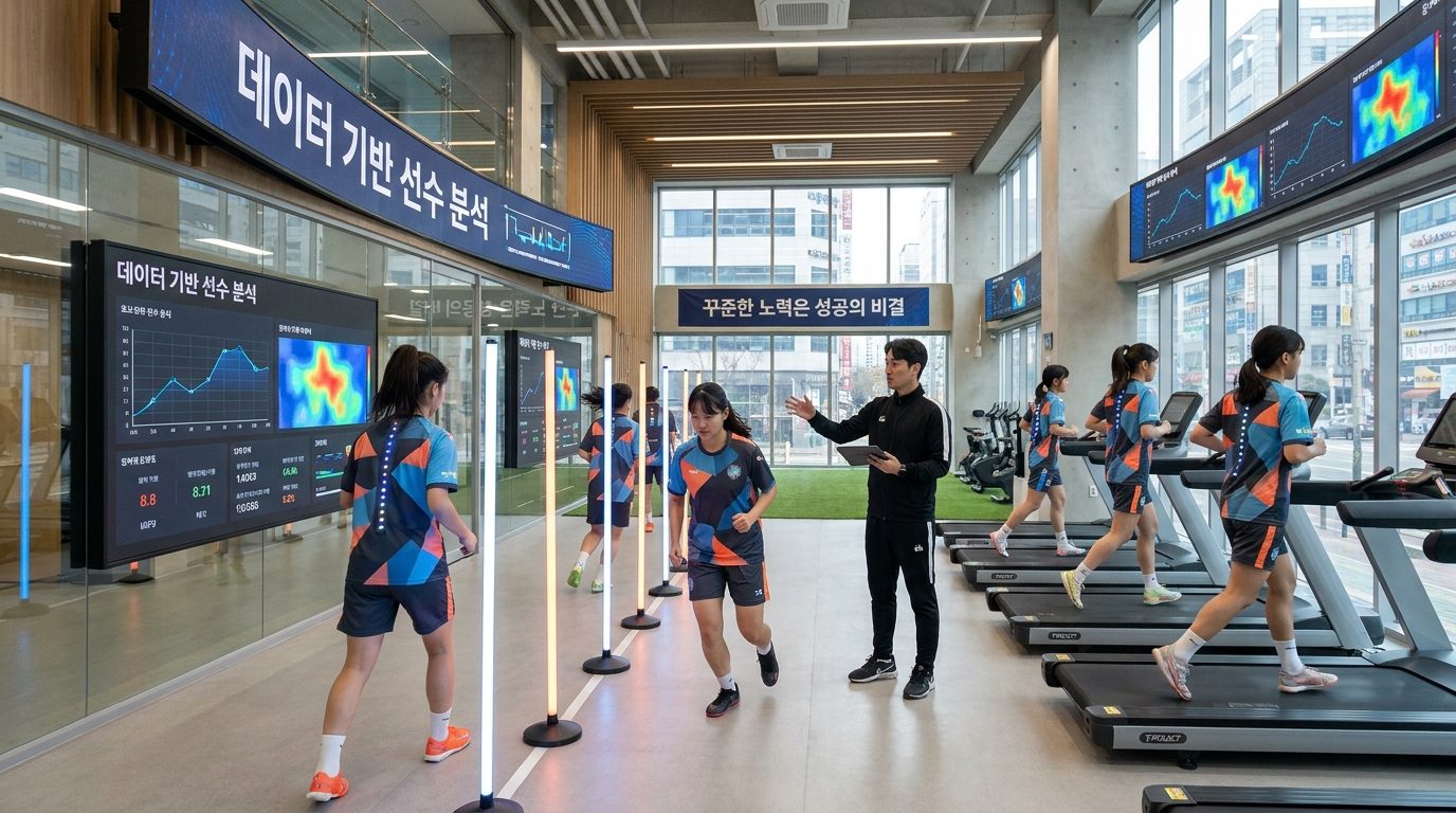 데이터 기반 훈련을 받는 여자축구 유망주들 모습