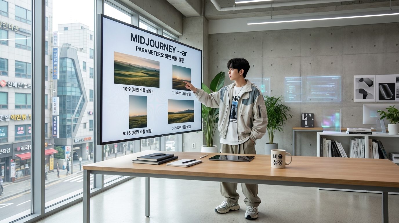 다양한 화면 비율을 조정하는 2026년 한국의 크리에이터와 디지털 화면