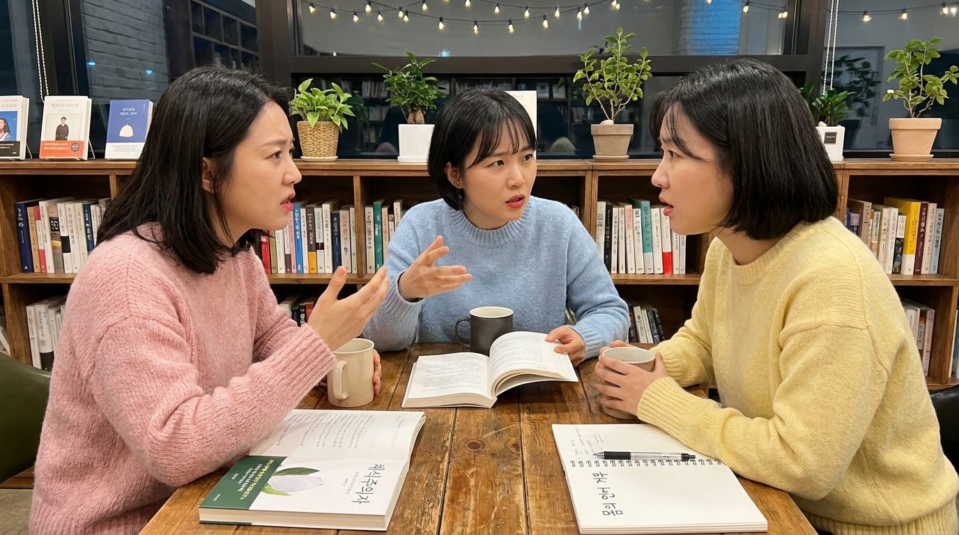 한강의 채식주의자 독서 모임에서 몸의 언어 거부를 논하는 여성들