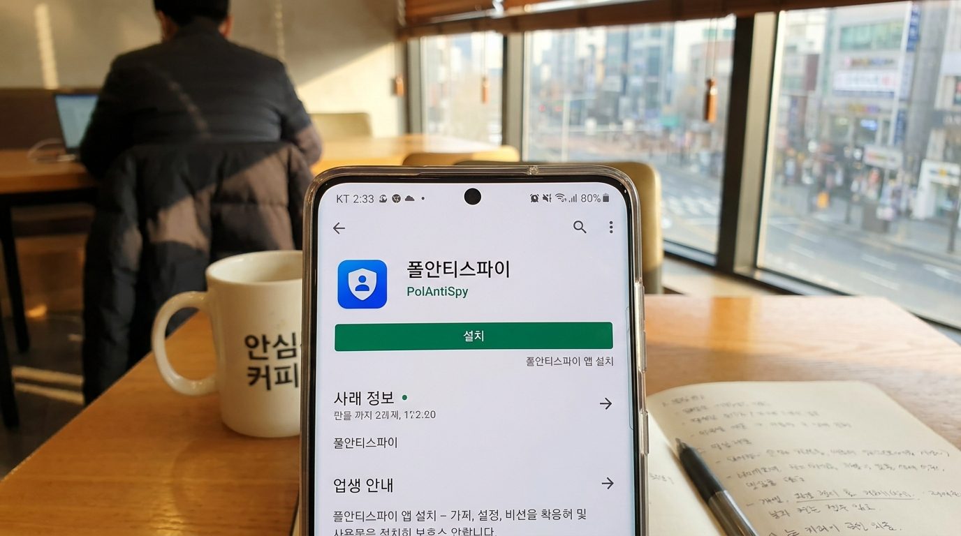 한국 플레이스토어에서 폴안티스파이 앱 설치 화면
