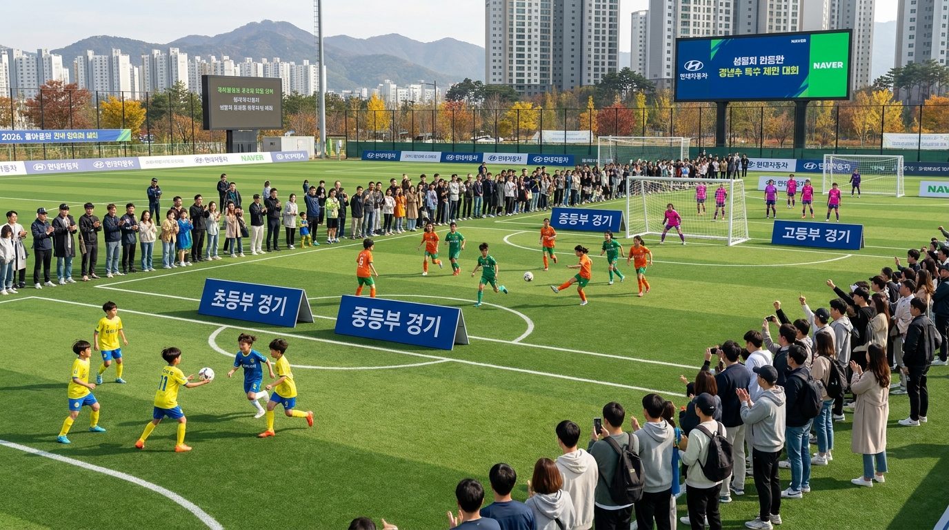 초중고 연령별 여자축구 전국대회에서 경기를 하는 여자 선수들 모습