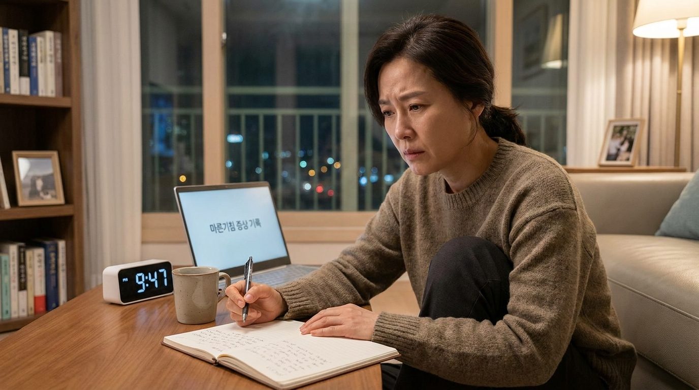 마른기침 지속 원인, 두 달 이상 지속되는 마른기침 증상을 기록하는 한국인 여성