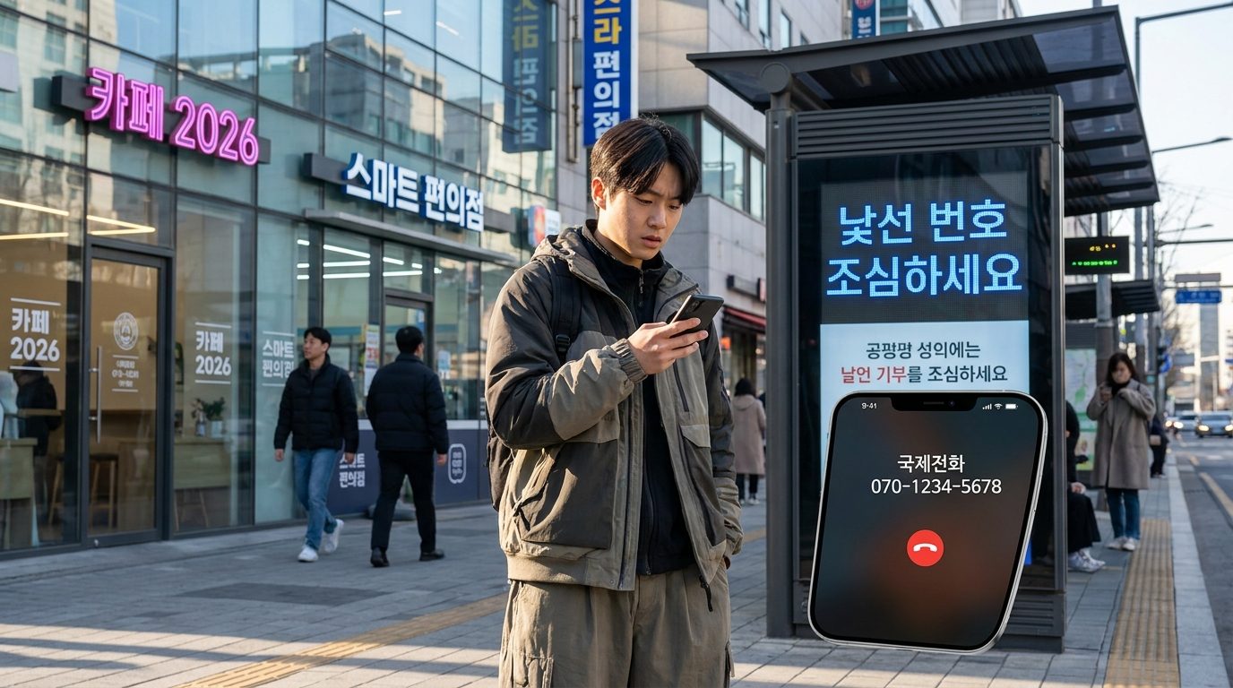 국제전화 차단 설정 방법: 낯선 국제전화나 070번호로 전화가 오는 것을 스마트폰에서 경계하는 모습