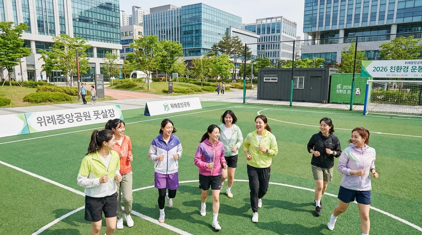 풋살 강습 추천: 위례중앙공원 인조잔디 구장에서 여성들이 즐겁게 풋살을 하는 모습