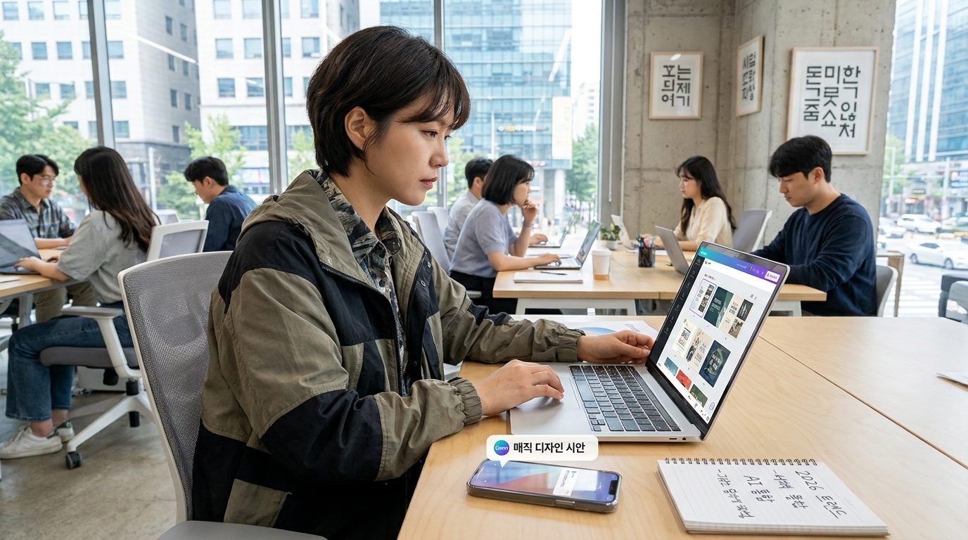 캔바 AI 매직 디자인 기능을 활용하는 한국 디지털 크리에이티브 전문가