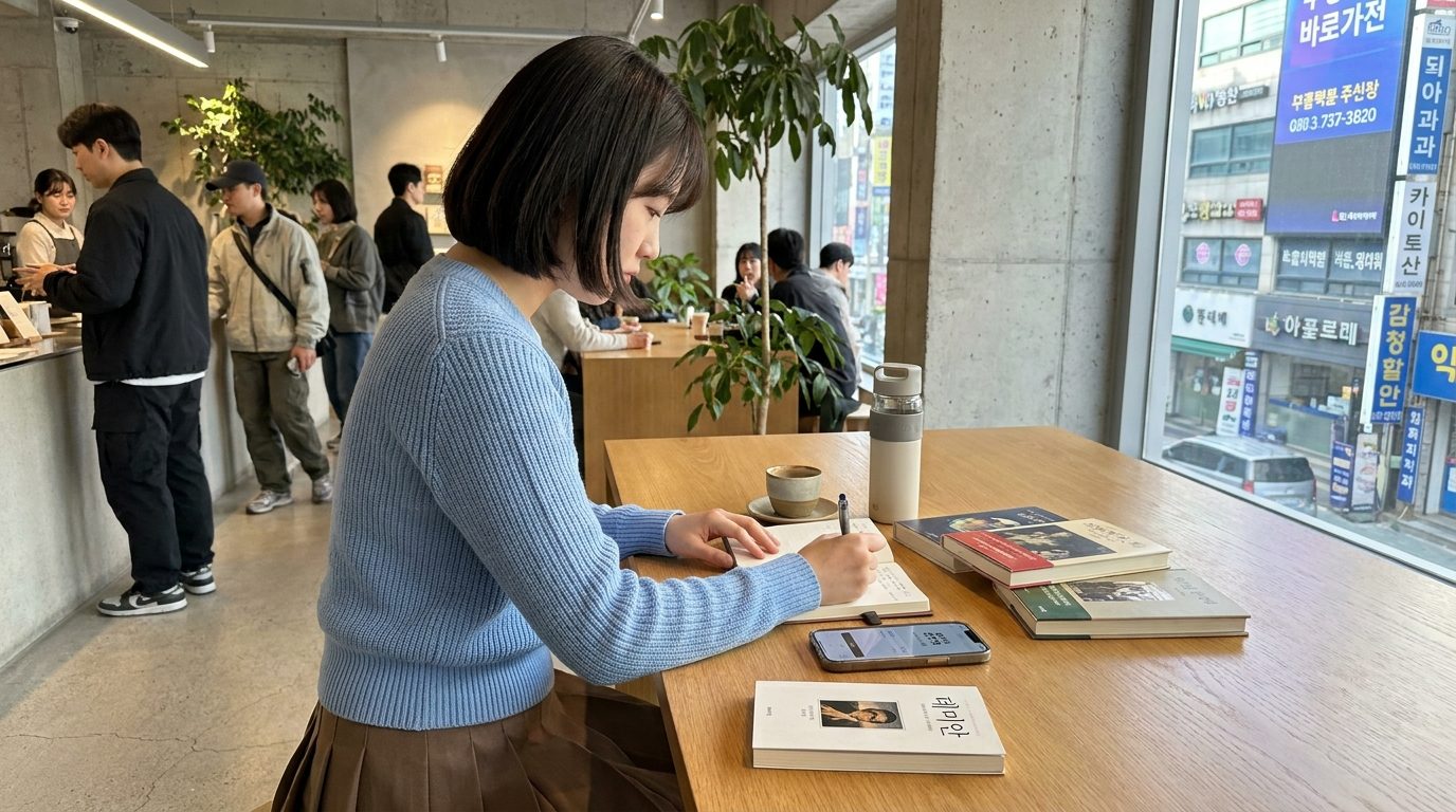 고전을 완독 후 기록을 남기는 여성 독자