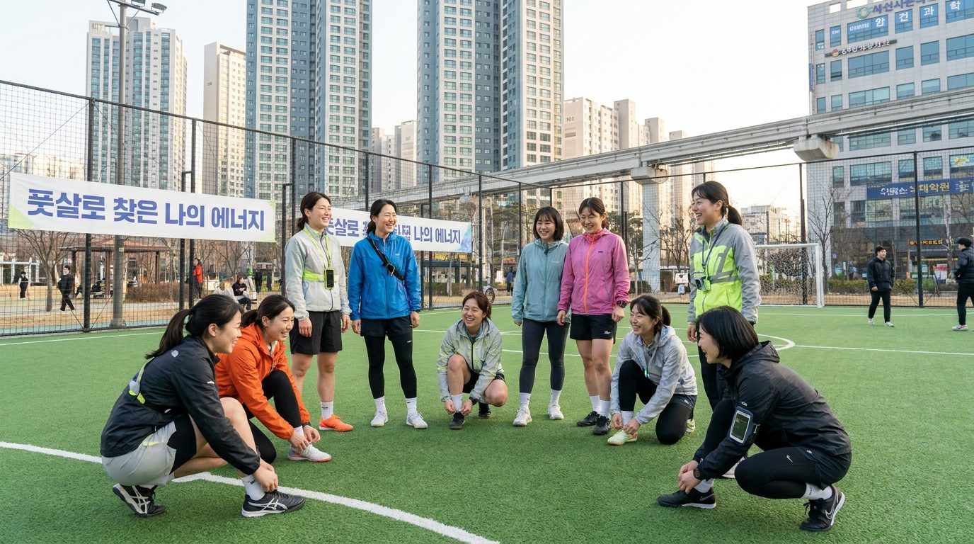 풋살 우울증 극복: 풋살을 준비하며 활기차게 모인 2030 한국 여성들의 모습