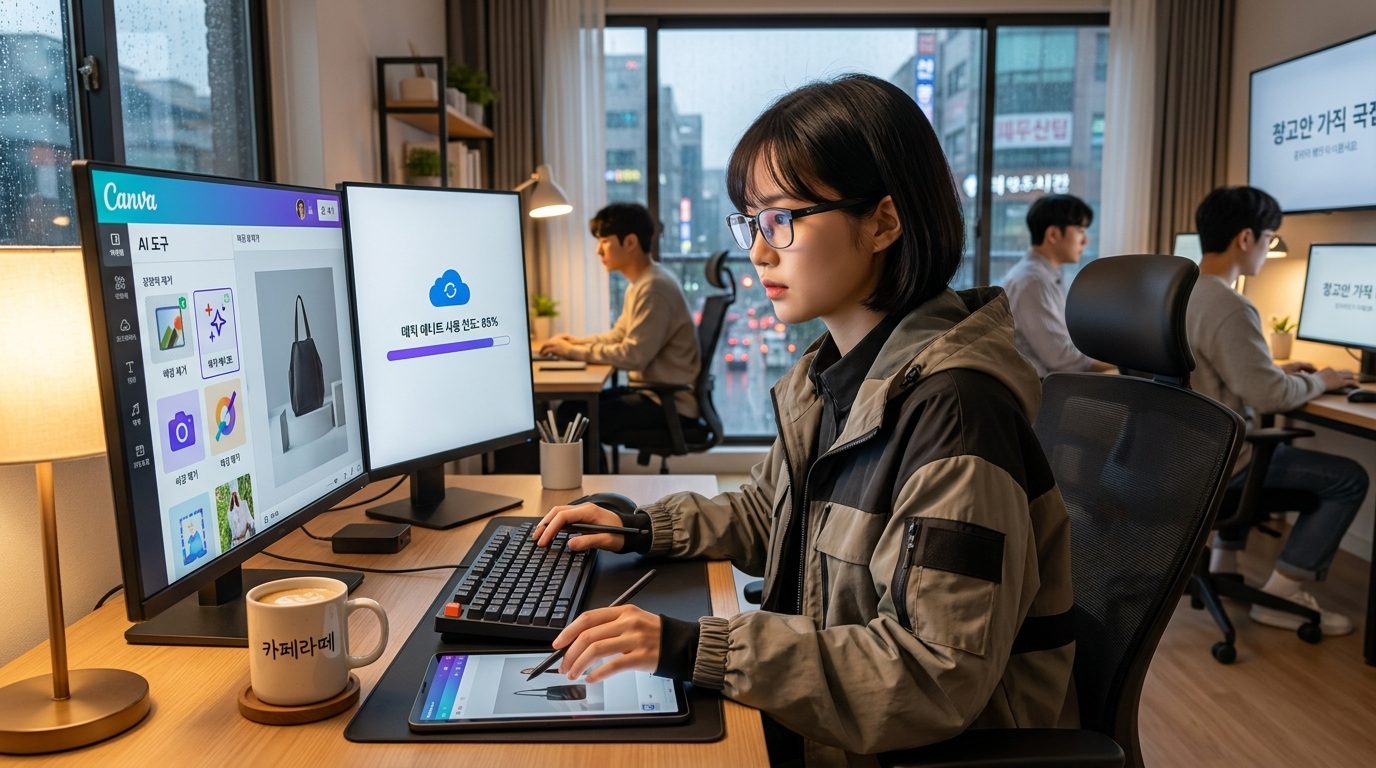 캔바 AI 매직 에디트와 배경 제거 사용 한도에 집중하는 한국 소상공인